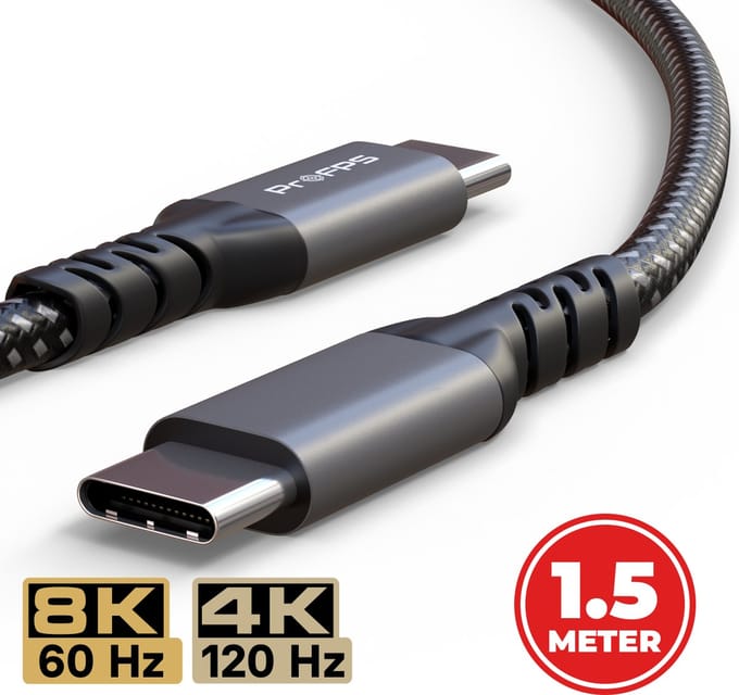 ProFPS USB-C naar USB-C Kabel - 1.5 Meter - USB4 - 240W - 40Gbps