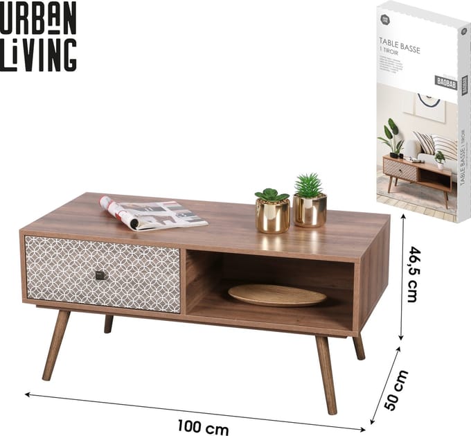 SALONTAFEL 1 LADE 100X50XH46,5CM