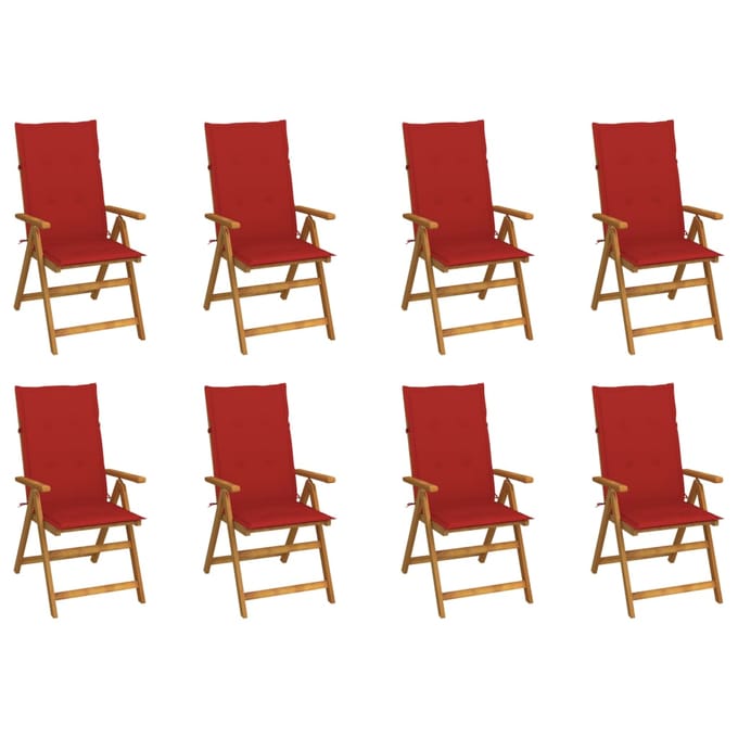 vidaXL - Inklapbare - stoelen - 8 - st - met - kussens - massief - acaciahout