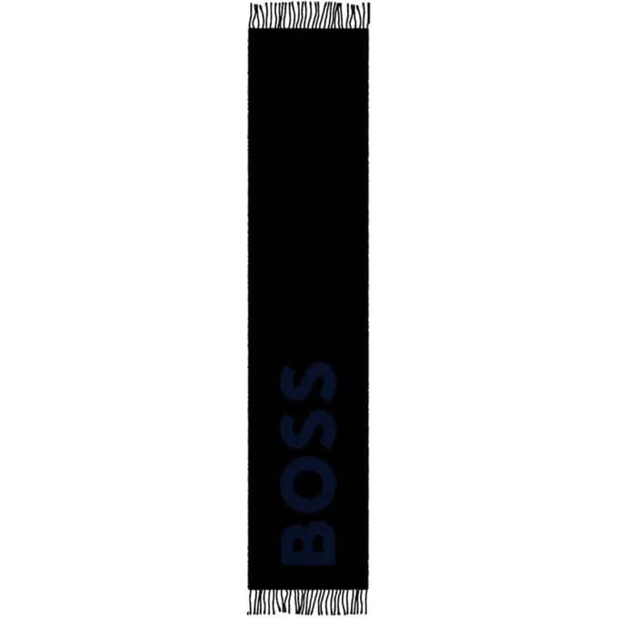 BOSS sjaal Rikard Knitted Scarf 35X180 Black zwart