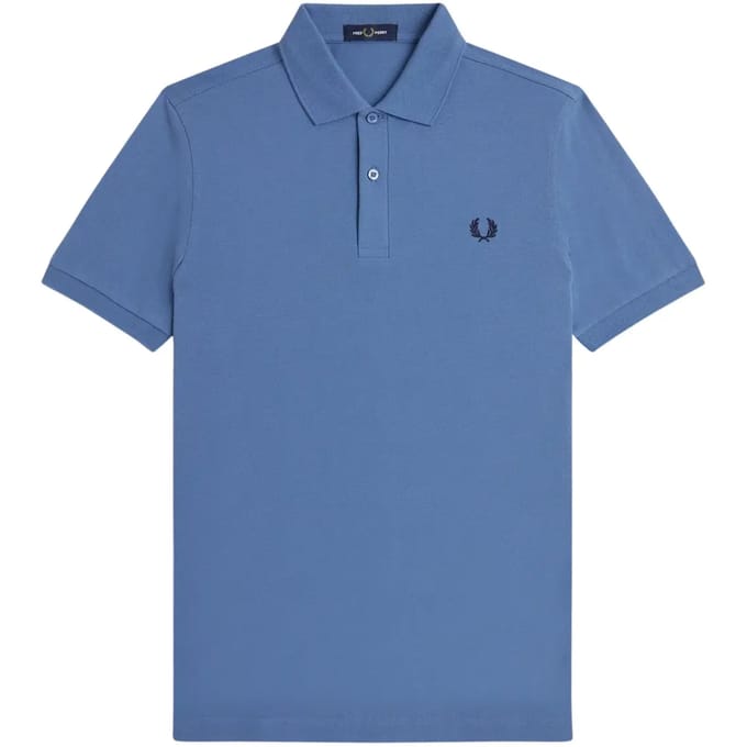 Blauw poloshirt Fred Perry normale fit 2-knoops katoen pique