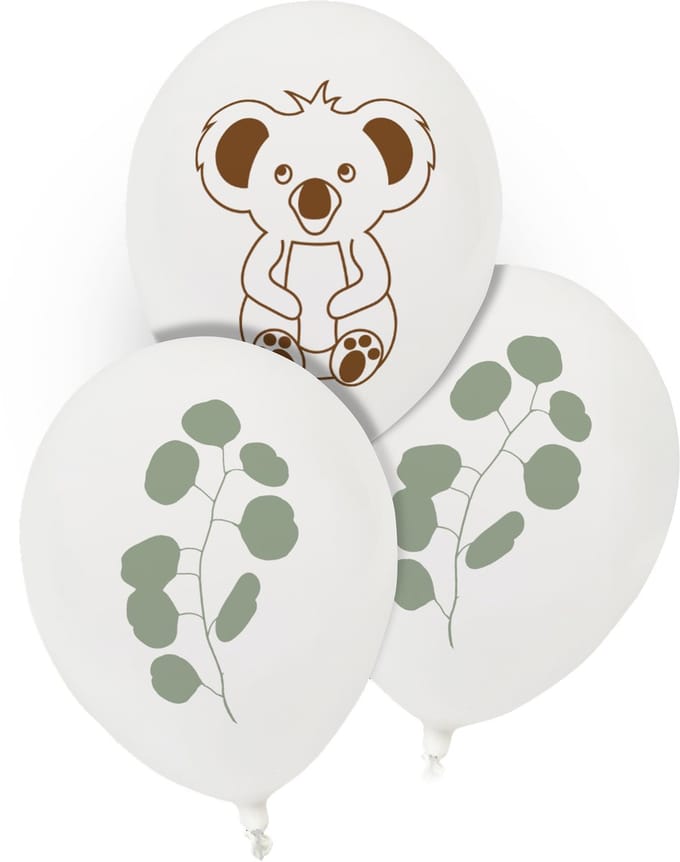HOBI - 8 latex ballonnen koala en eucalyptus 25 cm