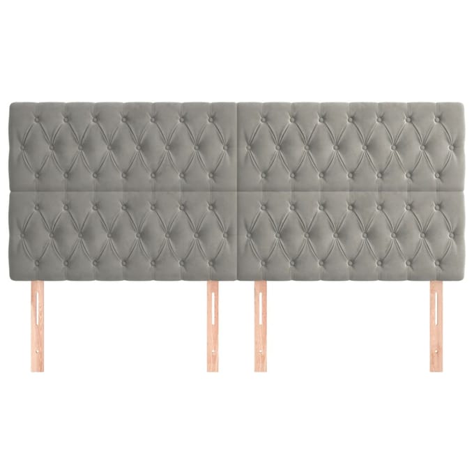 vidaXL - Hoofdbord - lichtgrijs - 180x7x118/128 - cm - fluweel