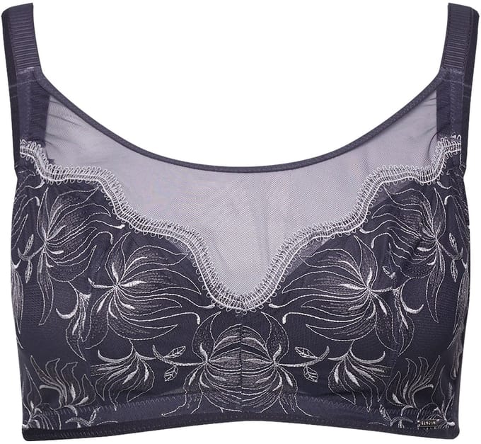 TruYou - Dames - Bralette borduursel zonder beugels - Antraciet - Maat 85B