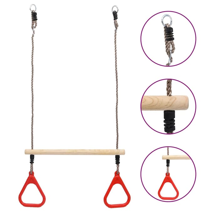 vidaXL - Trapezestang - met - ringen
