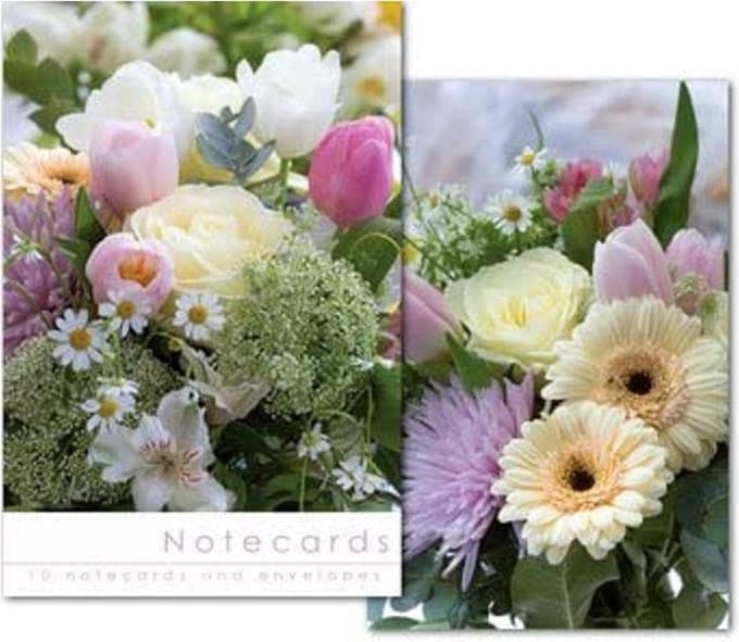 Leonard Smith Notecards ~ Kaartenmapje Witte Rozen en Gerbera's