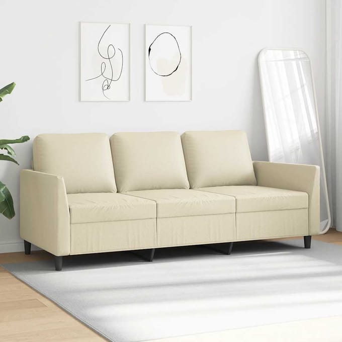 vidaXL - Driezitsbank - 180 - cm - kunstleer - crèmekleurig