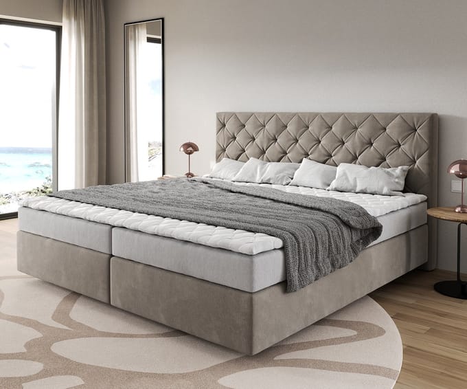 Boxspringbed Dream-Great Microfibre Beige 200x200 cm bonell matras PU topper