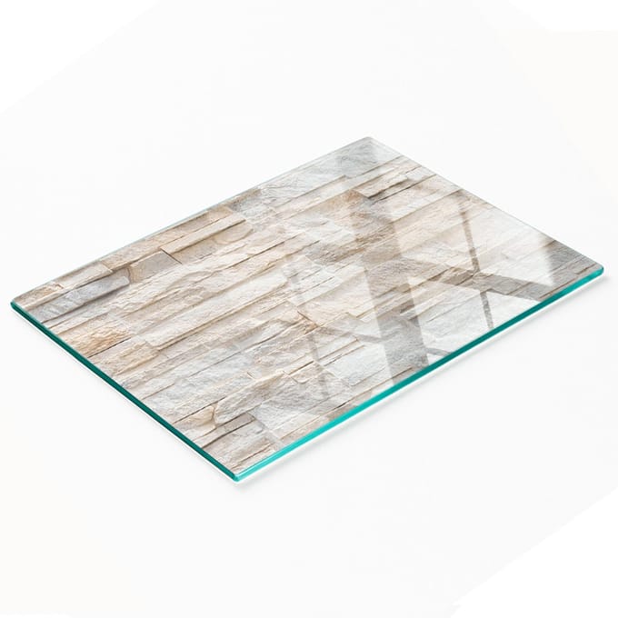 Decoratieve serveerplank van glas met baksteenmotief, 80x52 cm