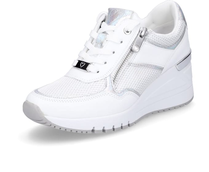 Marco Tozzi Dames Sneaker - 23743-197 Wit/Zilver - Maat 40
