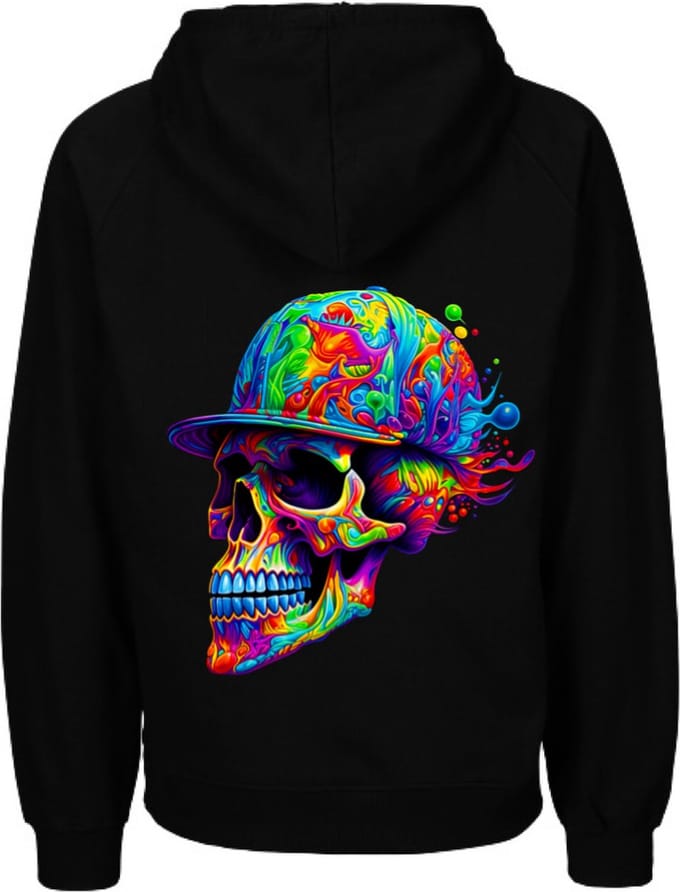 Hoodie colorful-Dames-Skull-Zwart-Maat S