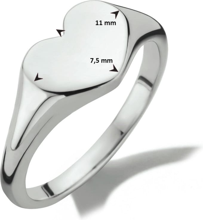 Gerhodineerd Zilver Graveerring Hart 1335050