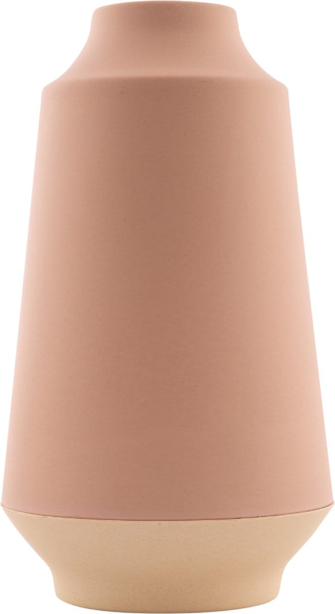 Point-Virgule vaas uit bamboevezel poederroze en gebroken wit ø 15.1cm H 26.5cm