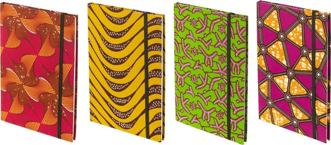 J-Line notitieboek A4 Patroon - papier/textiel - mix - large - 4 stuks