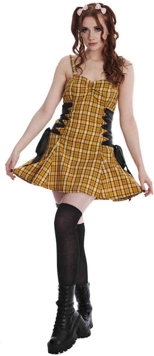 Banned - Klondike Lace Up Flare jurk - L - Geel