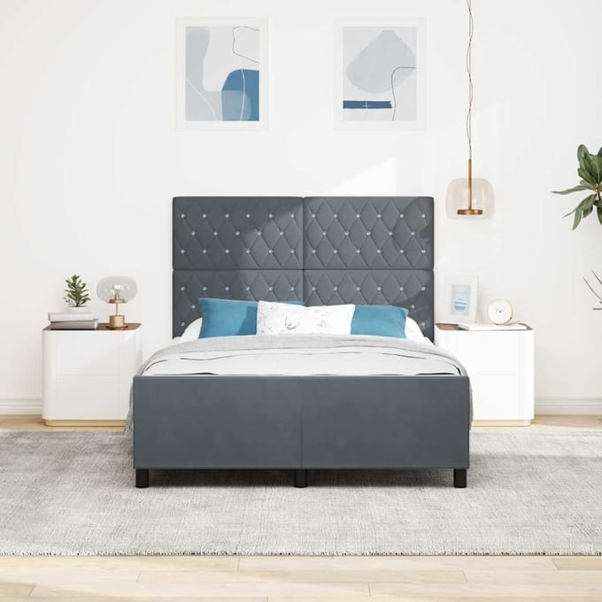 vidaXL - Boxspring - bed - met - hoofdeinde - Donkergrijs - 160 - x - 200 - cm - Fluweel