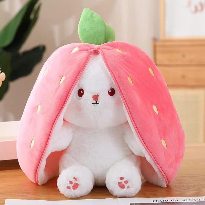 Pluche Speelgoed - Knuffel Pop - Cadeau Geven - Veranderbaar Design - 75 cm - Aardbei Konijn