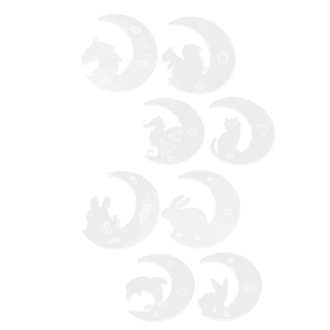 8 Pcs Moule Lune en Silicone Miroir DIY Résine Époxy Coulée Colle Cristal Faon Chat Lapin Dauphin white