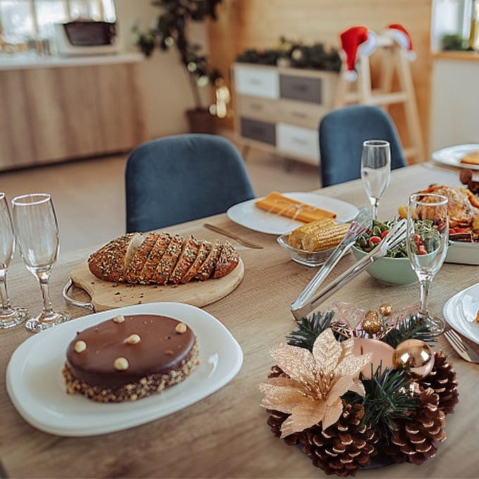Kerstversieringen Kandelaars Kerst Tafelstuk beige