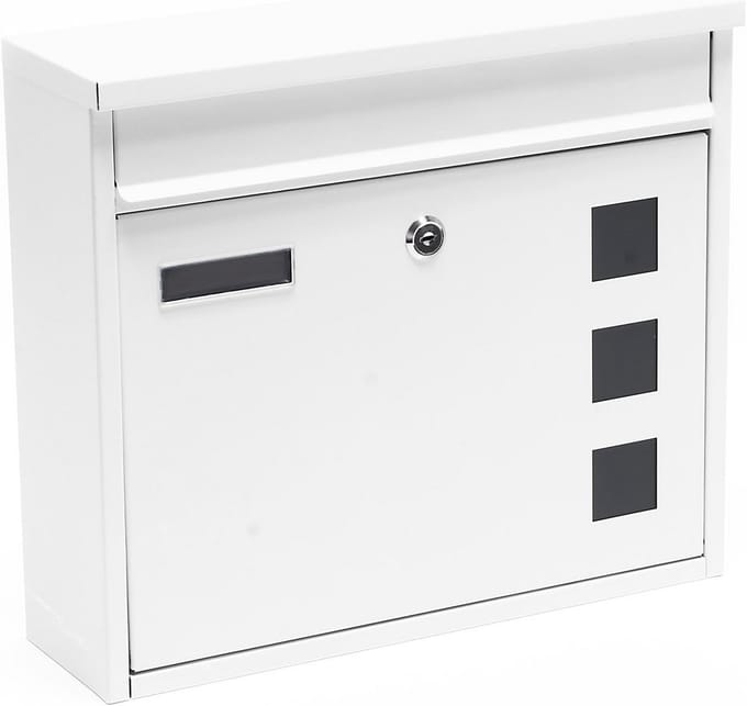 Wandmodel Postbus Wit Poedercoating - Grote Inworp en Slot