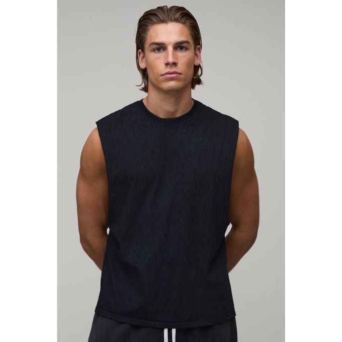 Zwart Regular Spray Wash Tanktop | Black | Size Medium