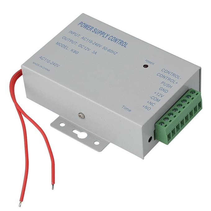 Ingang AC110V 240V Uitgang DC 12V 3A 30W Voeding Controller voor Deur Toegangscontrolesysteem gray