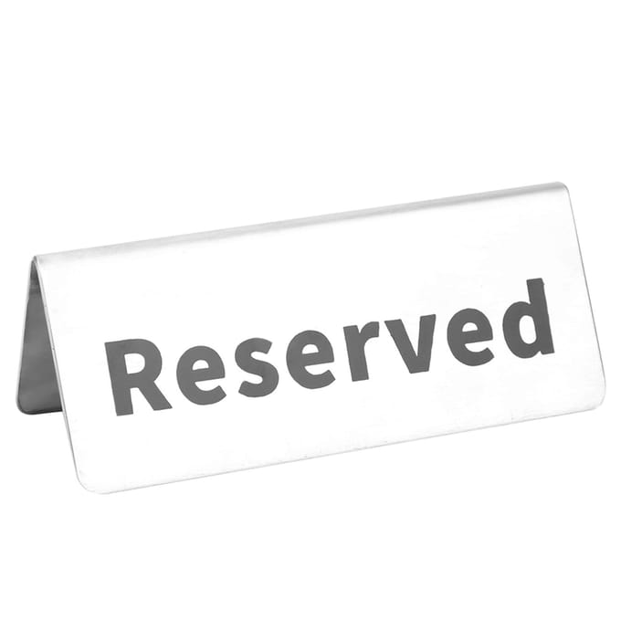 Roestvrij Staal Dubbelzijdig Engelse Letters Tekens Tafelbord voor Restaurant Hotel Bar Pub Tafelgerei Gereserveerd white