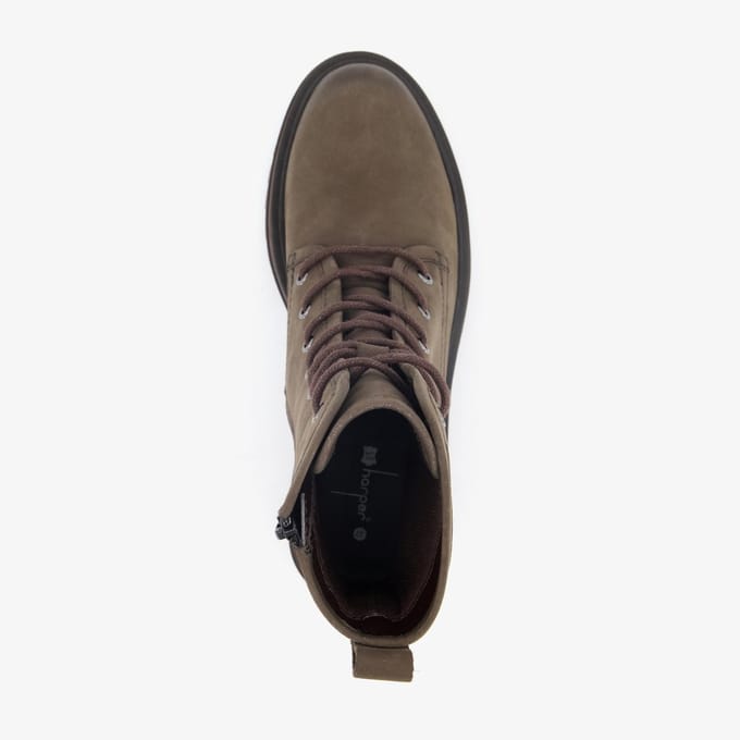 Harper leren dames veterboots donkerbruin - Maat 38