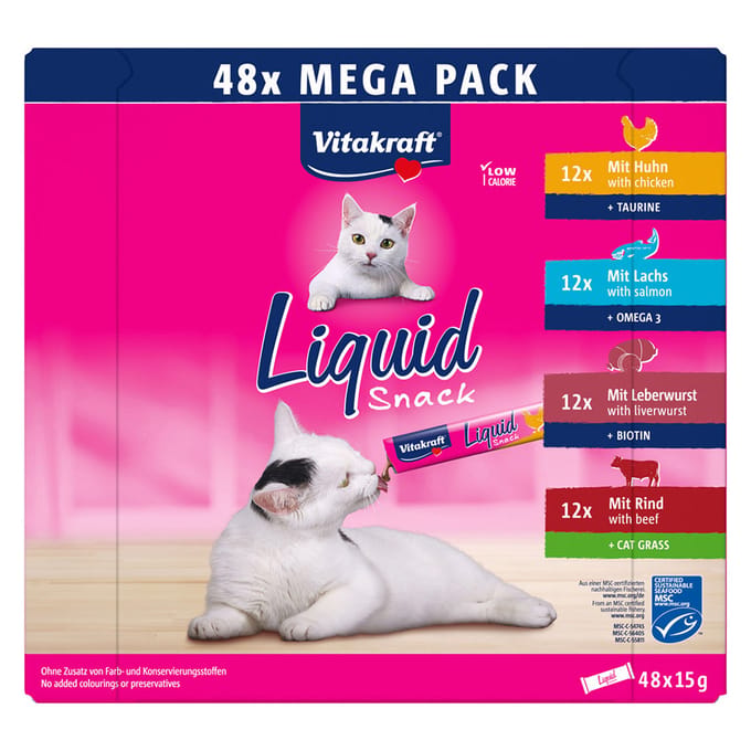 Vitakraft Cat Liquid-Snack Multipack - 48 x 15 g (Mix 2)