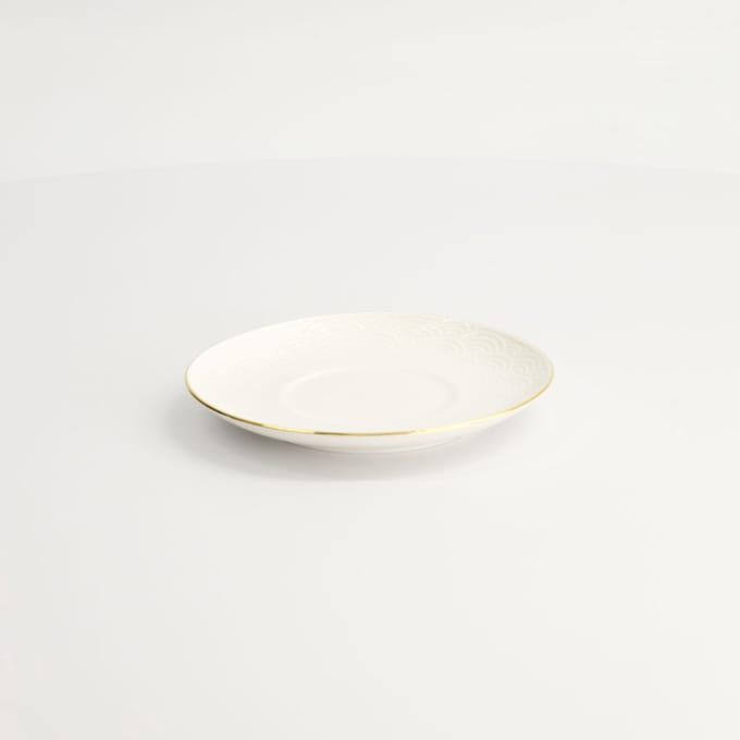 Tokyo Design Studio - Nippon White Gold Rim Schotel - Wit met Gouden Rand - 12 cm - Voor Straight Cup Wave