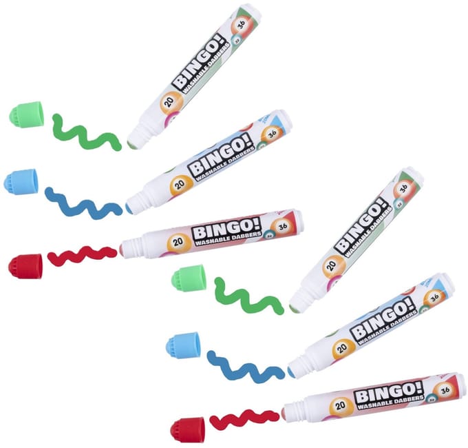 Engelhart Bingo stiften/markers/dabbers - 9x - blauw/geel/rood - 20 ml