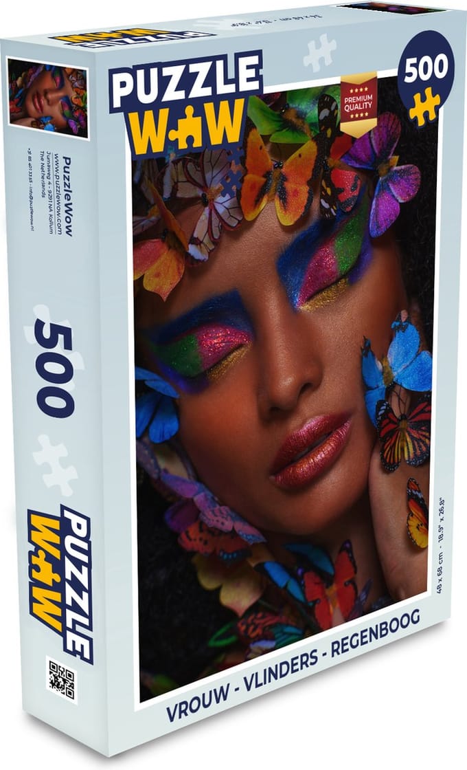 Puzzel Vrouw - Vlinders - Regenboog - Legpuzzel - Puzzel 500 stukjes