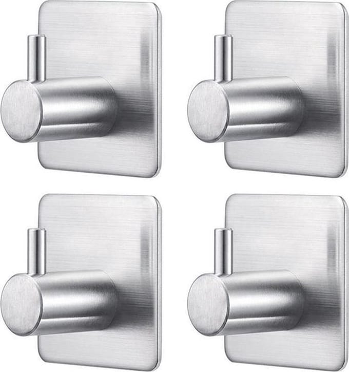 Jumada's Handdoekhaak set - Zonder boren - Zelfklevend - Zilver - 4 stuks