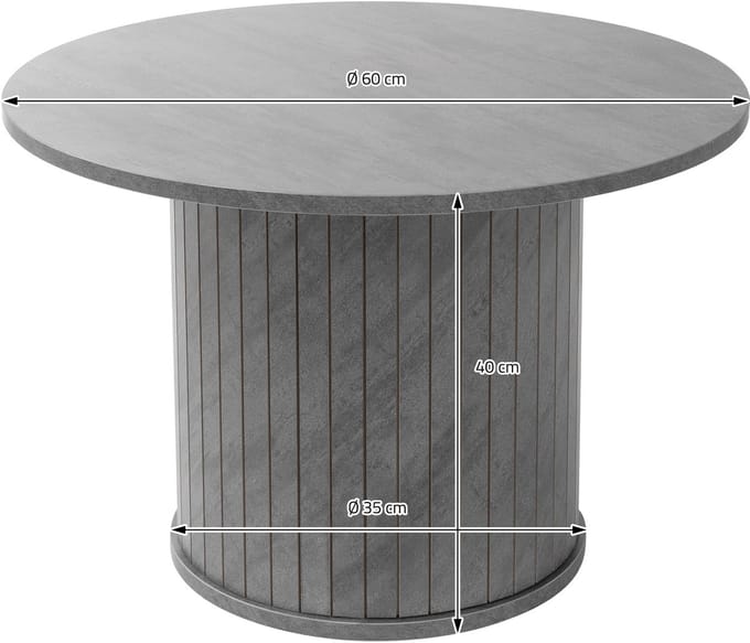 ML-Design salontafel rond betonlook grijs Ø60x40 cm woonkamer bijzettafel modern klassiek design houten koffietafel compact rond tafeltje voor thee koffie snacks stijlvolle woondecoratie decoratieve grijze tafel industrieel woonkamermeubel