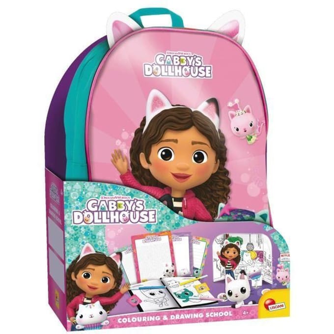 École de dessin - LISCIANI - Gabby’s Dollhouse - Sac à dos créatif - Ardoises et autocollants - Portable et pratique
