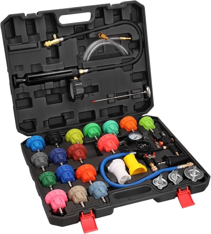 Radiateur Druktesterset - Koelsysteem Tool - Lekdetectie Auto - Universele Adapters - 28 Delig - Zwart