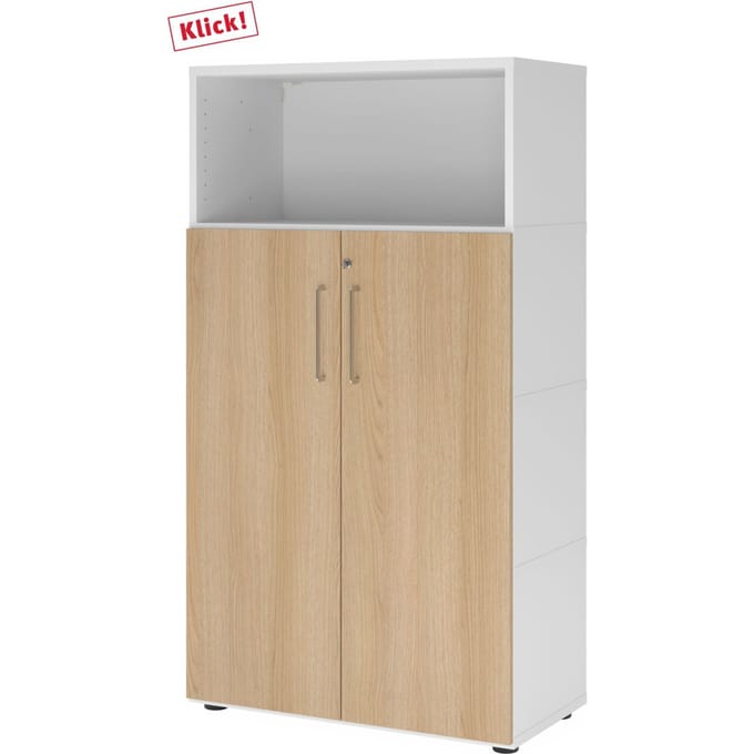 FlexWall | 4 OH | deuren + kast | met verstelbare poten - Wit/Eiken