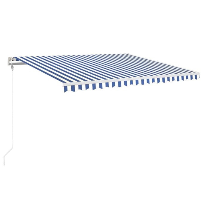 vidaXL - Luifel - automatisch - met - LED - en - windsensor - 450x350 - cm - blauw - wit