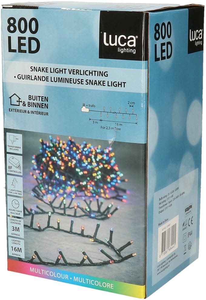 Luca Lighting Kerstverlichting - gekleurd - 16 m - 800 leds - incl.timer