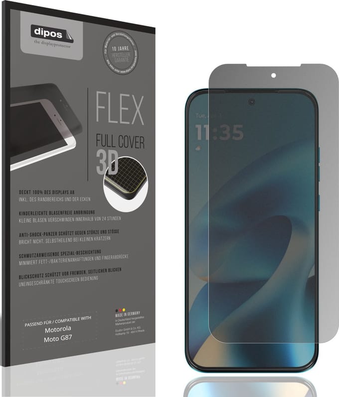 dipos FLEX – Matte Privacy Screenprotector geschikt voor Motorola Moto G87 | Volledige Schermbescherming | Case-Friendly