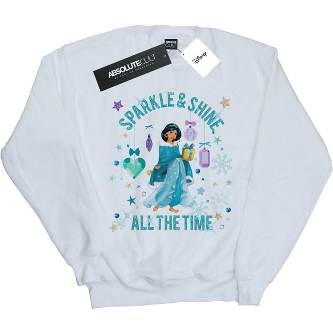 Disney Meisjes Prinses Jasmine schittert en glanst Sweatshirt (Wit)