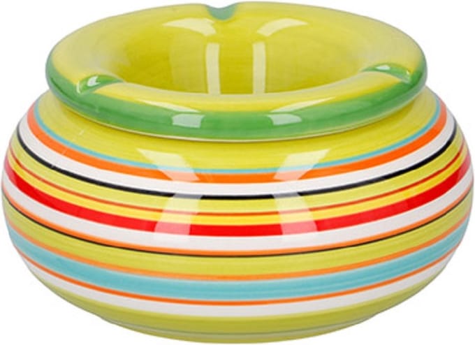 G.Wurm Storm asbak - groen/multi-kleur - 13 x 7 cm - keramiek - terras/buiten asbak - tuinasbak