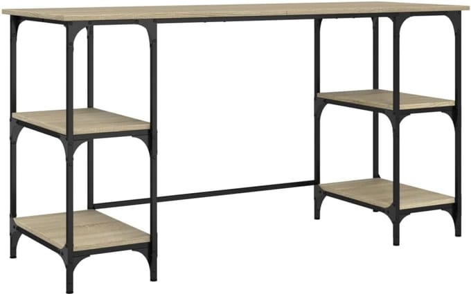 Bureau 140x50 cm met Metal Frame - Schrijftafel en Laptoptafel in Sonoma Eiken