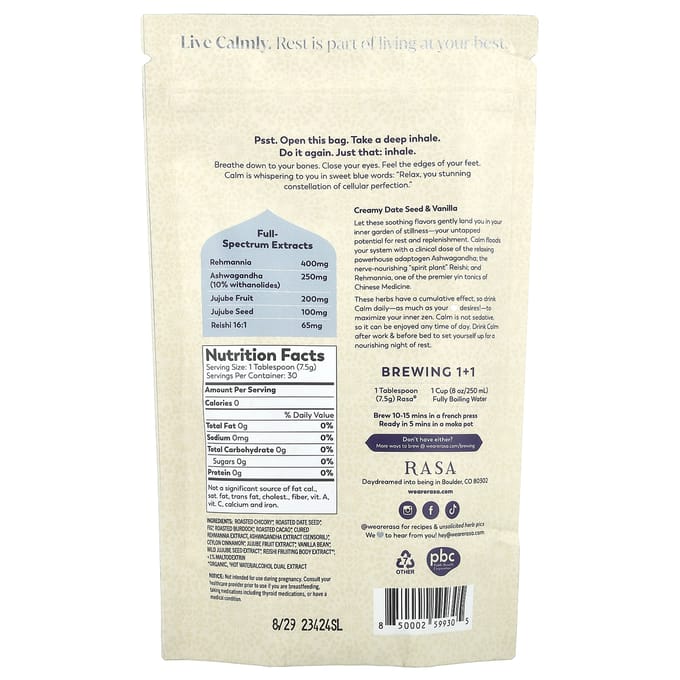 Rasa, Herstellende Chill Tonic, Kalm, 226g (8 ons)