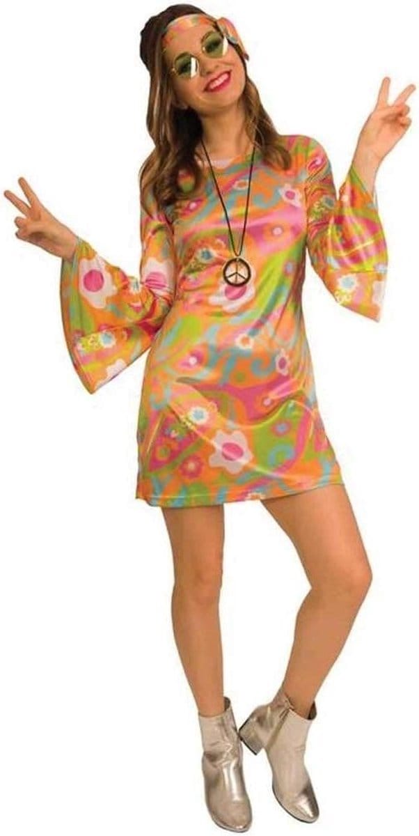 Amscan Verkleedjurk 60's Groovy Baby Dames Polyester 2-delig Mt S
