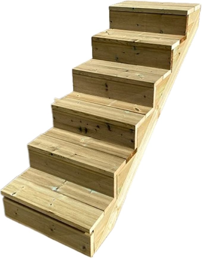 BERLIN Houten Buitentrap - 6 Gesloten Treden 105 cm Hoog - 80 cm Breed