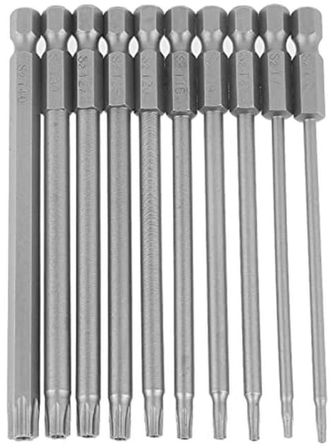 Schroevendraaier Set met 10 Bits - 100 mm 1/4 Inch Hex Shank S2 Staal Torx