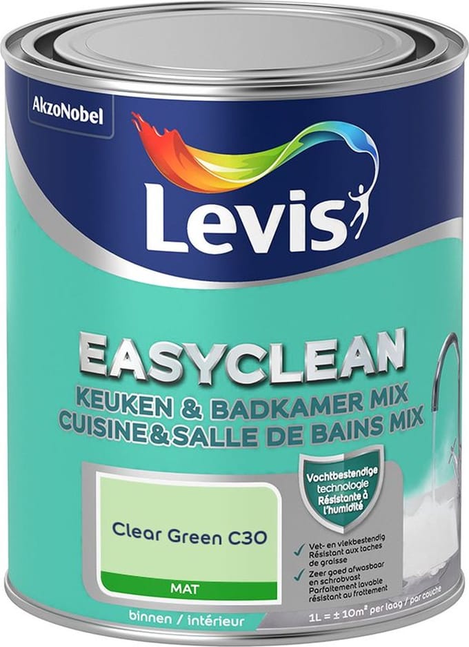 Levis - Easyclean Keuken & Badkamer Mix - Clear Green C30 - Mengverf - 1 L