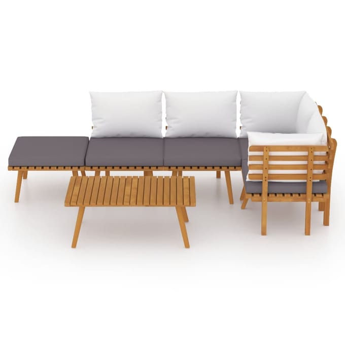 vidaXL - 6-delige - Loungeset - met - kussens - massief - acaciahout