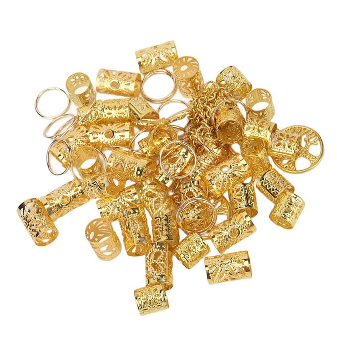 Dreadlock Sieraden Goud Hol Uit Exquise Haarvlecht Manchetten Ringen DIY Dreadlock Accessoires beige
